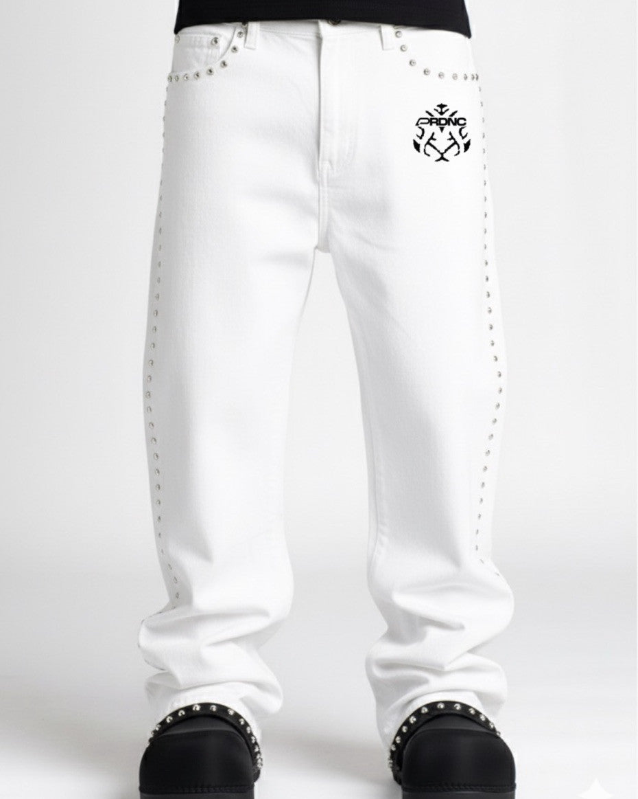 PRDNC WHITE STONED RABBIT JEAN