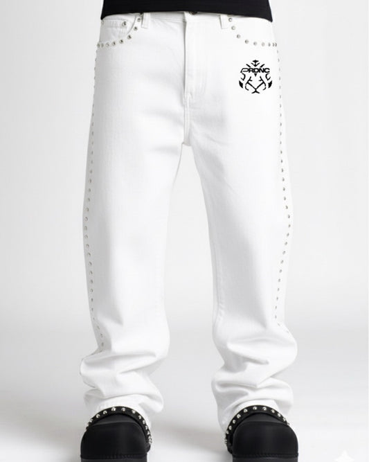PRDNC WHITE STONED RABBIT JEAN
